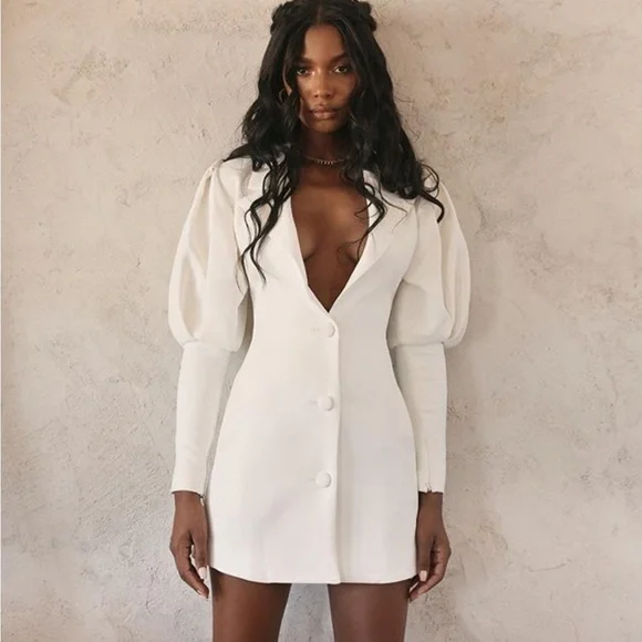 House of CB Ivory Long Sleeve Dress - Picture 4 of 11